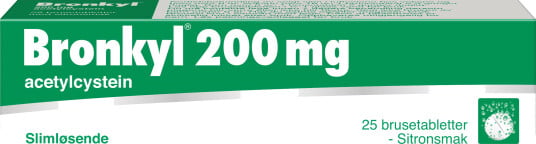 Bronkyl Brusetabletter 200mg, 25 brusetabletter Bronkyl Brusetabletter 200mg, 25 brusetabletter