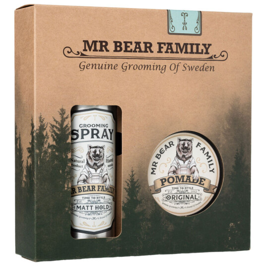 Mr Bear Family Kit Spray and Pomade Sweetwood 200ml+100ml