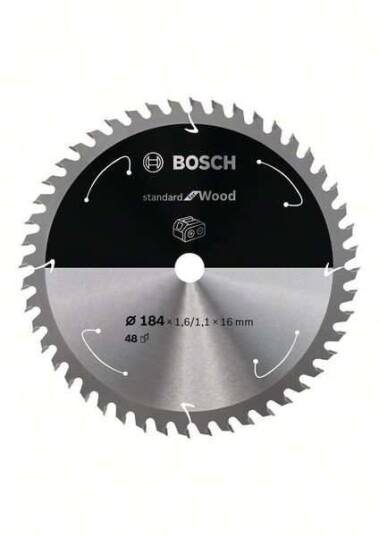 Bosch Standard For Wood-Sirkelsagblad For Batteridrevne Sager 184x1,6/1,1x16 T48 Bosch Standard For Wood-Sirkelsagblad For Batteridrevne Sager 184x1,6/1,1x16 T48