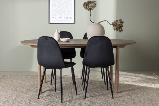 Venture Home Andy Spisegruppe 180 cm Oval med 4 Polar Stoler Sort