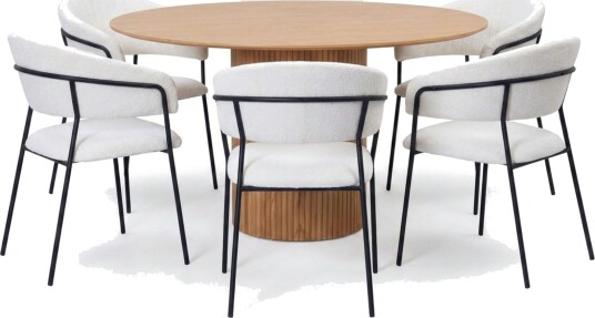 Kopparbo spisegruppe rund 150 cm eik med 6 Karol spisestoler Eik