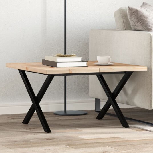 Salongbord X-ramme 70x70x40,5 cm heltre furu og støpejern 3282749