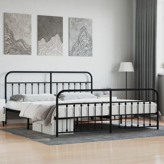 vidaXL Sengeramme i metall med hode- og fotgavl svart 193x203 cm 8720845881450 vidaXL Sengeramme i metall med hode- og fotgavl svart 193x203 cm 8720845881450