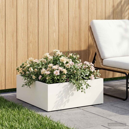 vidaXL Hageblomsterpotte Hvit 40 x 40 x 20 cm Kaldvalsestål