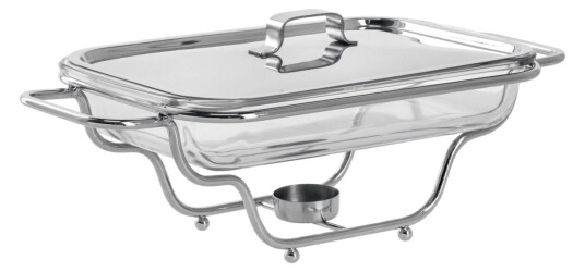PULSIVA Mini chafing dish Byram; 1.6l 38x19x15 cm BxDxH ; Sølvfarge/Transparent; Rektangulær