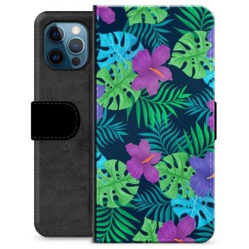 iPhone 12 Pro Premium Lommebok-deksel Tropiske Blomster