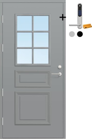 Ytterdør Bygg1 Fjord 03 Klarglass med Yale Doorman Classic Home