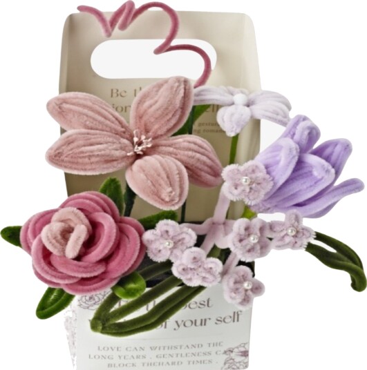 Fippla DIY-sett Blomsterbukett med Piperensere 18 Deler Rosa Fippla DIY-sett Blomsterbukett med Piperensere 18 Deler Rosa
