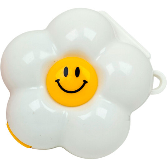 Pilleæske Smiley Flower Rummelig Pilleboks med Rumdelere HVIT