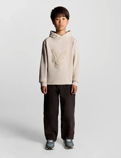 Lyle & Scott Towelling Eagle Pullover Hoodie - Beige - 120-128