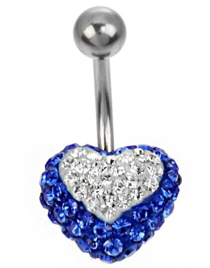 Kamar Piercing Celebrity Heart Navlepiercing Blå/Hvit