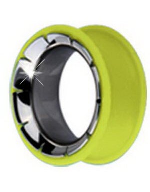 Piercing Tunnel i Silikon med Kirurgisk Stål 316L som LYSER I MØRKET Gul Strl 22 mm