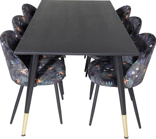 Venture Home Spisegruppe Dipp med 6 stk. spisestoler Velvet Svart Venture Home Spisegruppe Dipp med 6 stk. spisestoler Velvet Svart