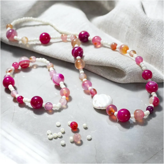 Mini DIY Kit Smykker Halskjede og armbånd pink 1 pk.