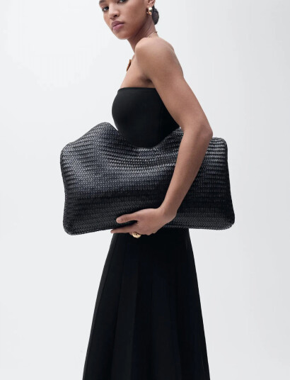 Mango Strapless Flared Knitted Dress - Black - M Mango Strapless Flared Knitted Dress - Black - M