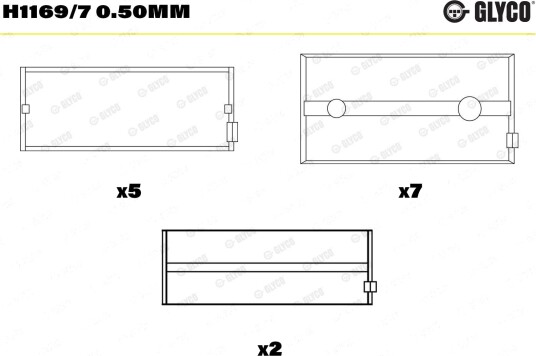 Veivaksellager GLYCO H1169/7 0.50mm