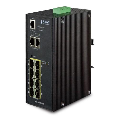 PLANET Switch  8-port Gigabit IP30 8xSFP 10/1000 Mbps Industri DIN Layer 2 RSP
