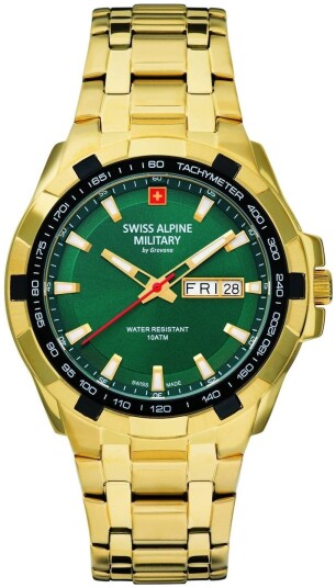 Swiss Alpine Military Herreklokke 7043.1114 Day Date Grønn/Gulltonet Swiss Alpine Military Herreklokke 7043.1114 Day Date Grønn/Gulltonet