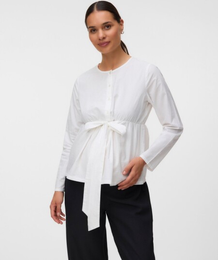 Mamalicious Mlzoey Lia L/S Wo Top 2F White XS