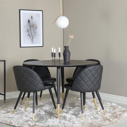 Venture Home Spisegruppe Venture Home Dipp med 4 Velvet Stoler Skinn GR987