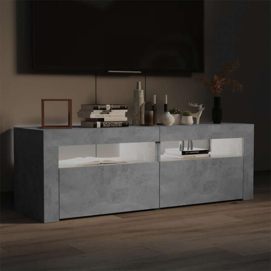 vidaXL TV-benk med LED-lys betonggrå 120x35x40 cm