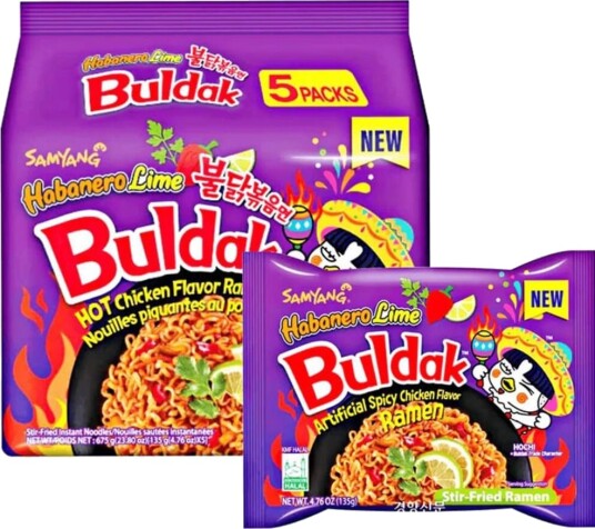 5 Pack Samyang Buldak Habanero Lime Hot Chicken Flavor Ramen 650 gram