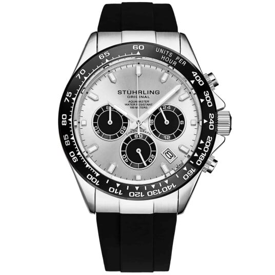 Stührling Original Herreklokke 4042.1 Aquamaster Sølvfarget/Gummi Stührling Original Herreklokke 4042.1 Aquamaster Sølvfarget/Gummi