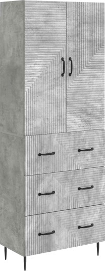 vidaXL Skapsett 2 pcs Betonggrå 66 x 34,5 x 90 cm Konstruert tre