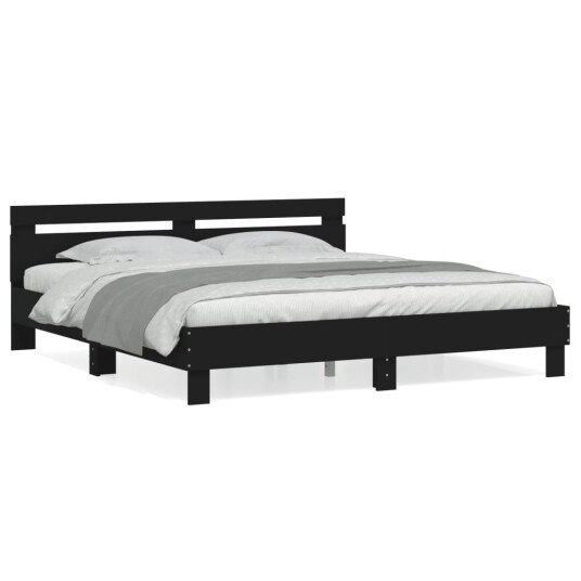 vidaXL Sengeramme med hodegavl svart 160x200 cm konstruert tre 8721012246249