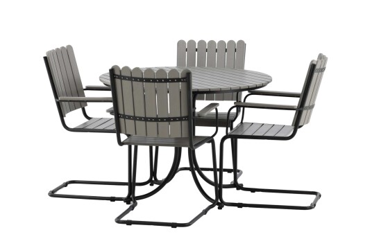 Venture Design Holmsund spisegruppe Grå/svart 4 karmstolar & bord 103 cm Grå Venture Design Holmsund spisegruppe Grå/svart 4 karmstolar & bord 103 cm Grå