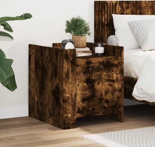 Nattbord røkt eik 45x50x50 cm konstruert tre 848301 Nattbord røkt eik 45x50x50 cm konstruert tre 848301