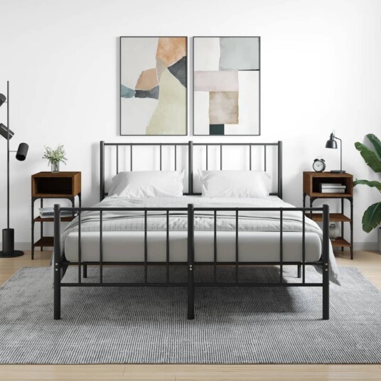 vidaXL Nattbord 2 stk brun eik 35x34,5x70 cm konstruert tre
