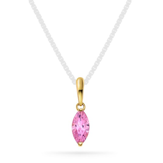 Pan Jewelry Anheng i 585 gult gull med lys rosa zirkonia