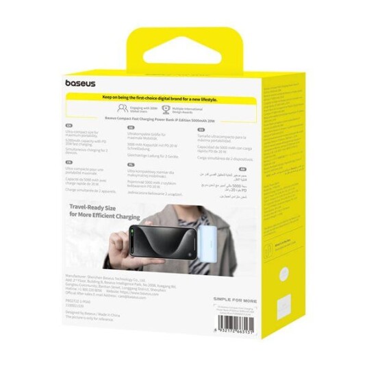 Baseus 5000mAh Kompakt Powerbank Usb-C 20W Blå Baseus 5000mAh Kompakt Powerbank Usb-C 20W Blå