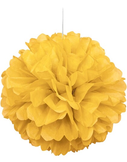 Solsikke Gul Puff Pom Pom 40 cm