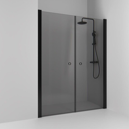 Svedbergs Skoga Dusjnisje Rett 138 cm, Sort Matt/Røykglass
