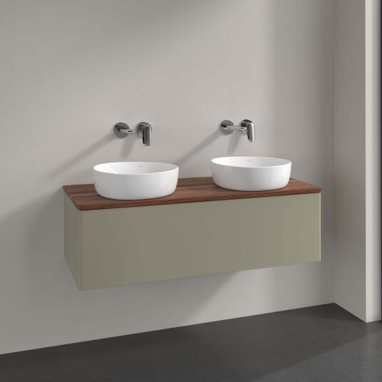 Villeroy & Boch  Antao Servantskap med 1 skuff 120x50x36 cm m/lys Steingrå/Valnøtt
