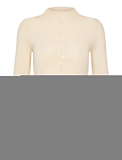 Gina Tricot Button Down Funnel Neck Top Beige XS