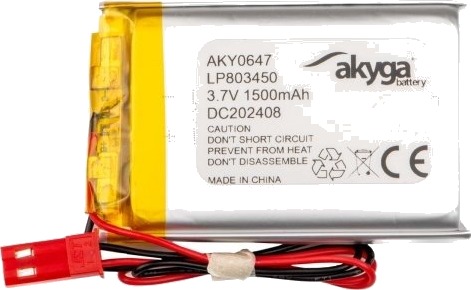Akyga Aky0647 Batteri Sølv Lithium-Ion Li-Ion 1500 Mah 3,7 V 34 Mm AKY0647 Akyga Aky0647 Batteri Sølv Lithium-Ion Li-Ion 1500 Mah 3,7 V 34 Mm AKY0647