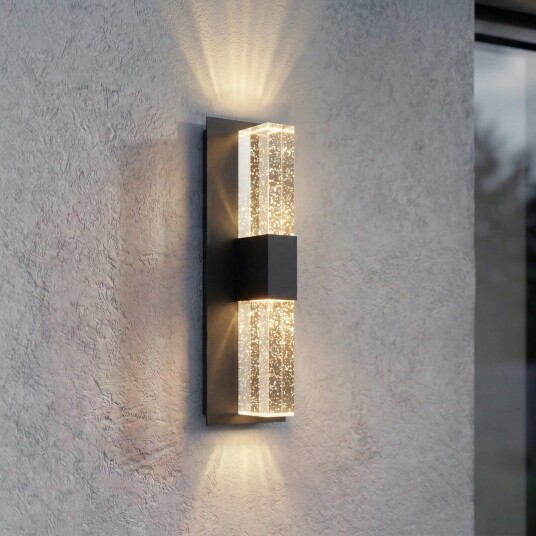 Velune utendørs LED-vegglampe, antrasitt/klar 46 cm CCT – Lucande - Moderne - Aluminium - Kantet