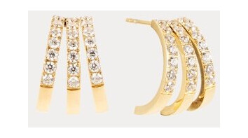 BY JOLIMA Trippel Crystal Earring  Gold Onesize
