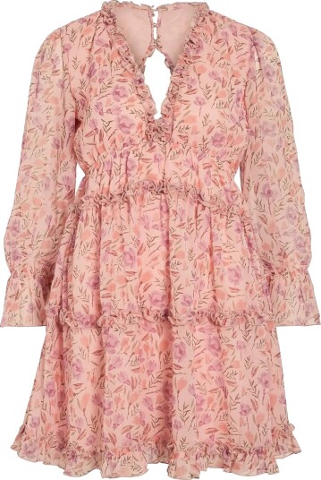 Vila Vijasmine L/S V Neck Short Dress/Dc/Ka Pink 38 Vila Vijasmine L/S V Neck Short Dress/Dc/Ka Pink 38