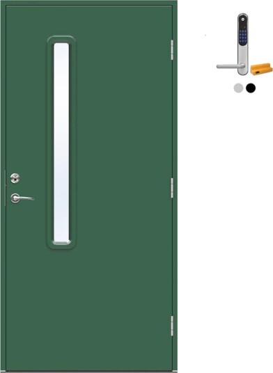 Ytterdør Swedoor Advance-Line Nordic Ribe med Yale Doorman Classic Home