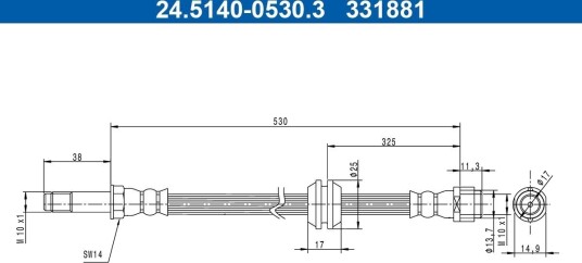 ATE 24.5140 0530.3 Bremseslange