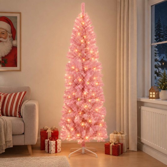 vidaXL Kunstig Slankt Jule Tre 180 cm 300 LED-lys Varmhvit