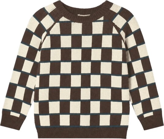 Fliink Nova Check Pullover   SANDSHELL / COFFEE BEAN   1 1.5Y(85 cm)