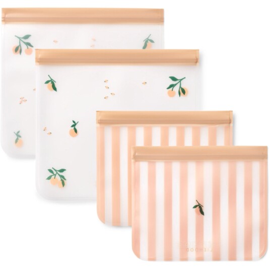 LIEWOOD Peach / Sea Shell Rebus Reusable Food Bags 4-Pakke LIEWOOD Peach / Sea Shell Rebus Reusable Food Bags 4-Pakke
