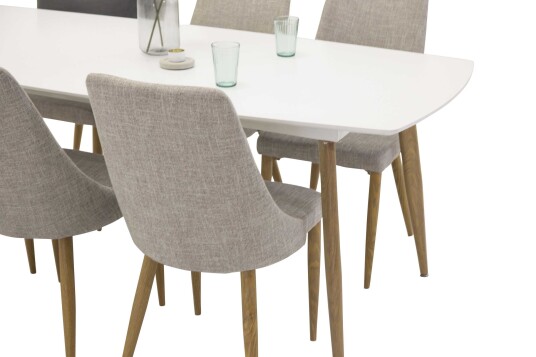 Venture Design Polar & Leone spisegruppe Hvit/grå 6 st stoler & bord 240 x 100 cm