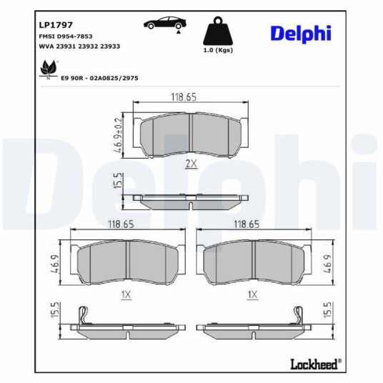 Bremseklosser DELPHI LP1797 Bremseklosser DELPHI LP1797