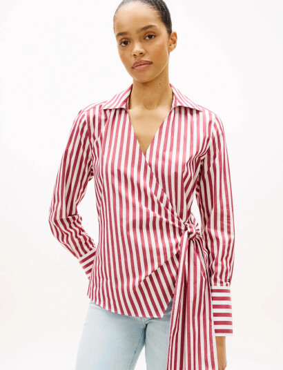 Tommy Hilfiger Poplin Knot Blouse With Ls Red 42 Tommy Hilfiger Poplin Knot Blouse With Ls Red 42